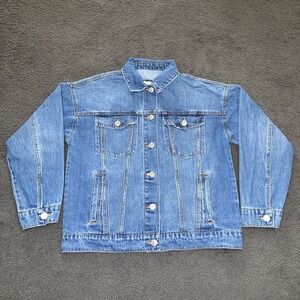 Forever 21 Los‎ Angeles Jean Denim Jacket Double Pocket Size Small Button UP